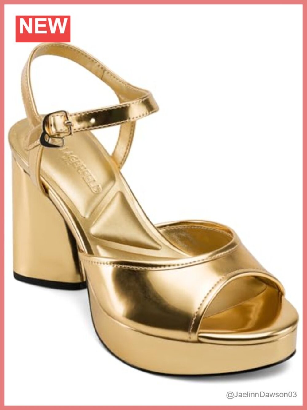 Karl Lagerfeld Women's Hallet Platform Block Heel Ankle Strap Leather Sandals